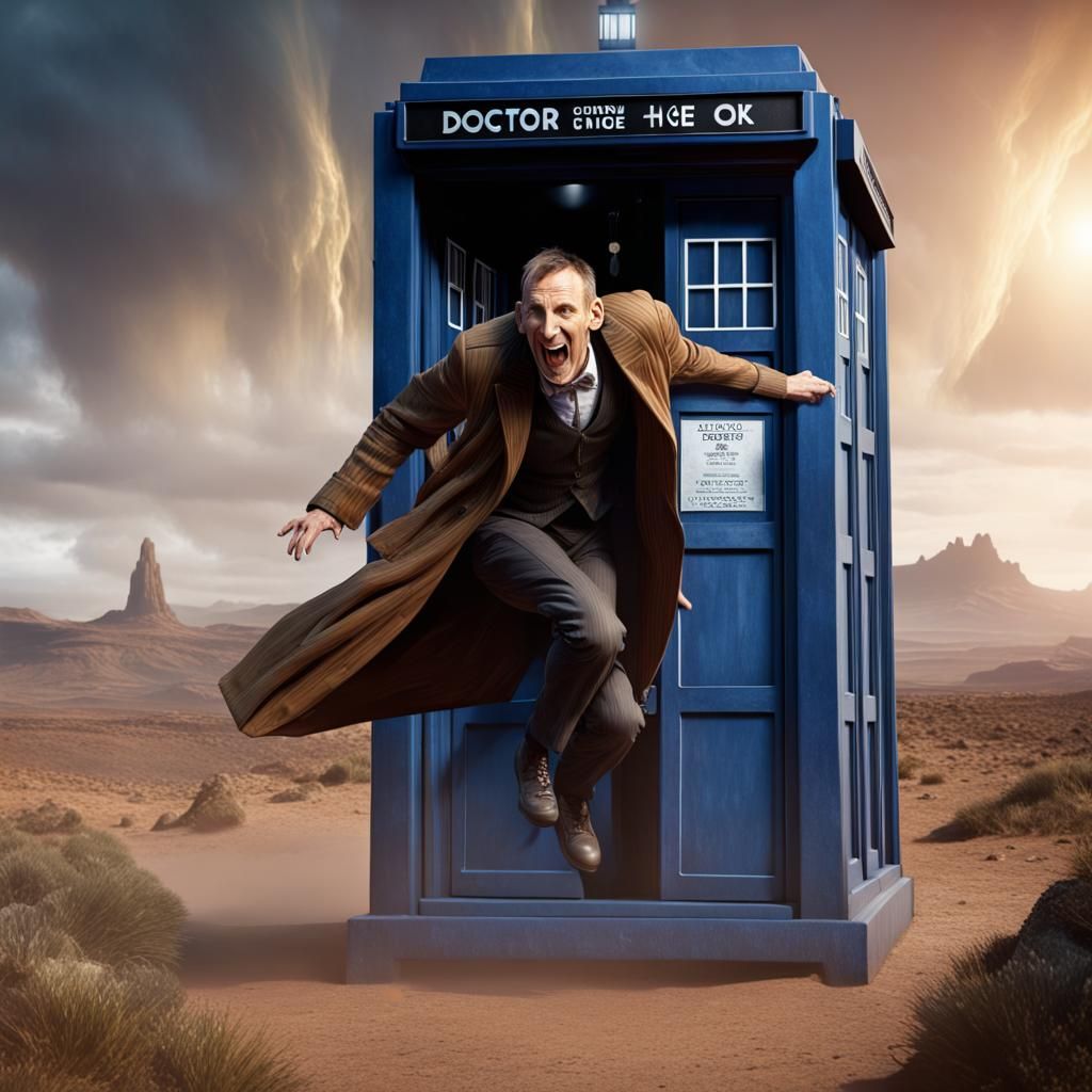 Doctor Who's Ninth Doctor Leaps from TARDIS