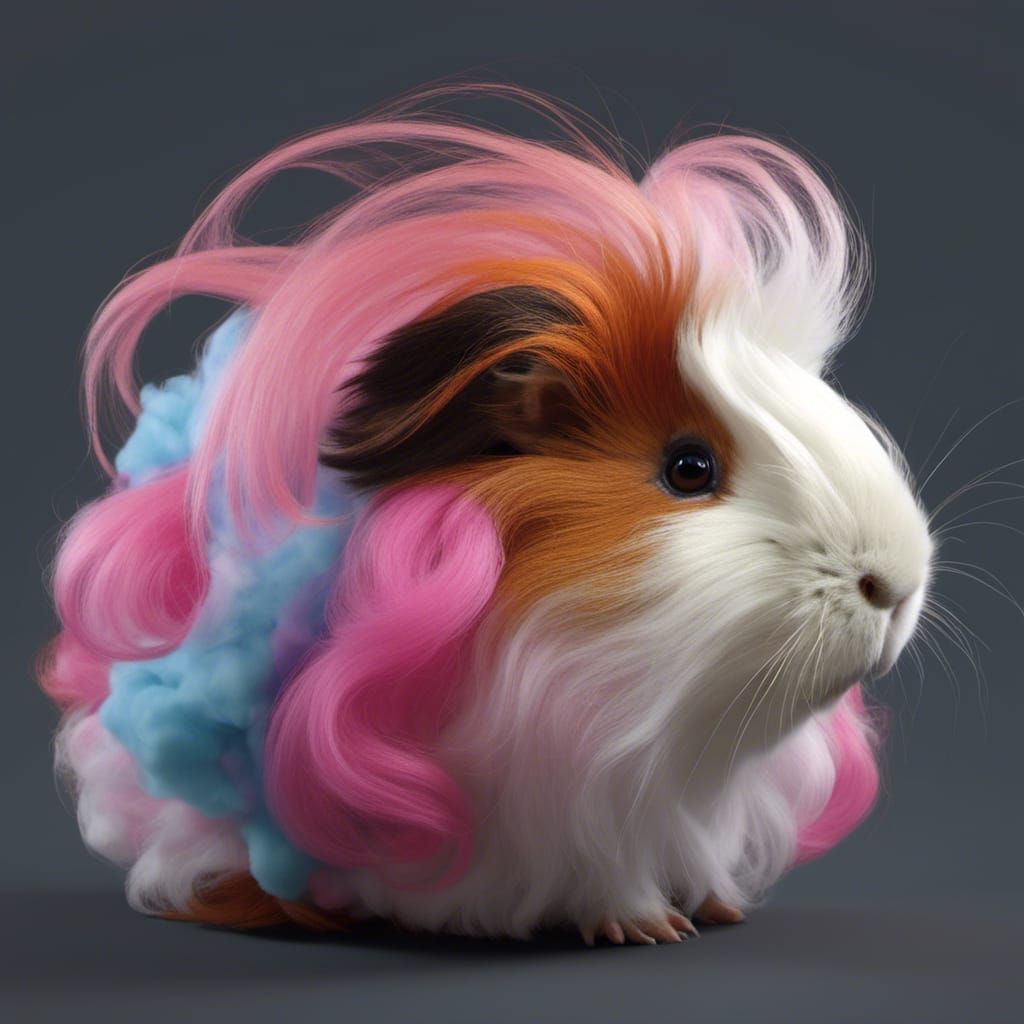 Guinea Pig with Cotton Candy Hair