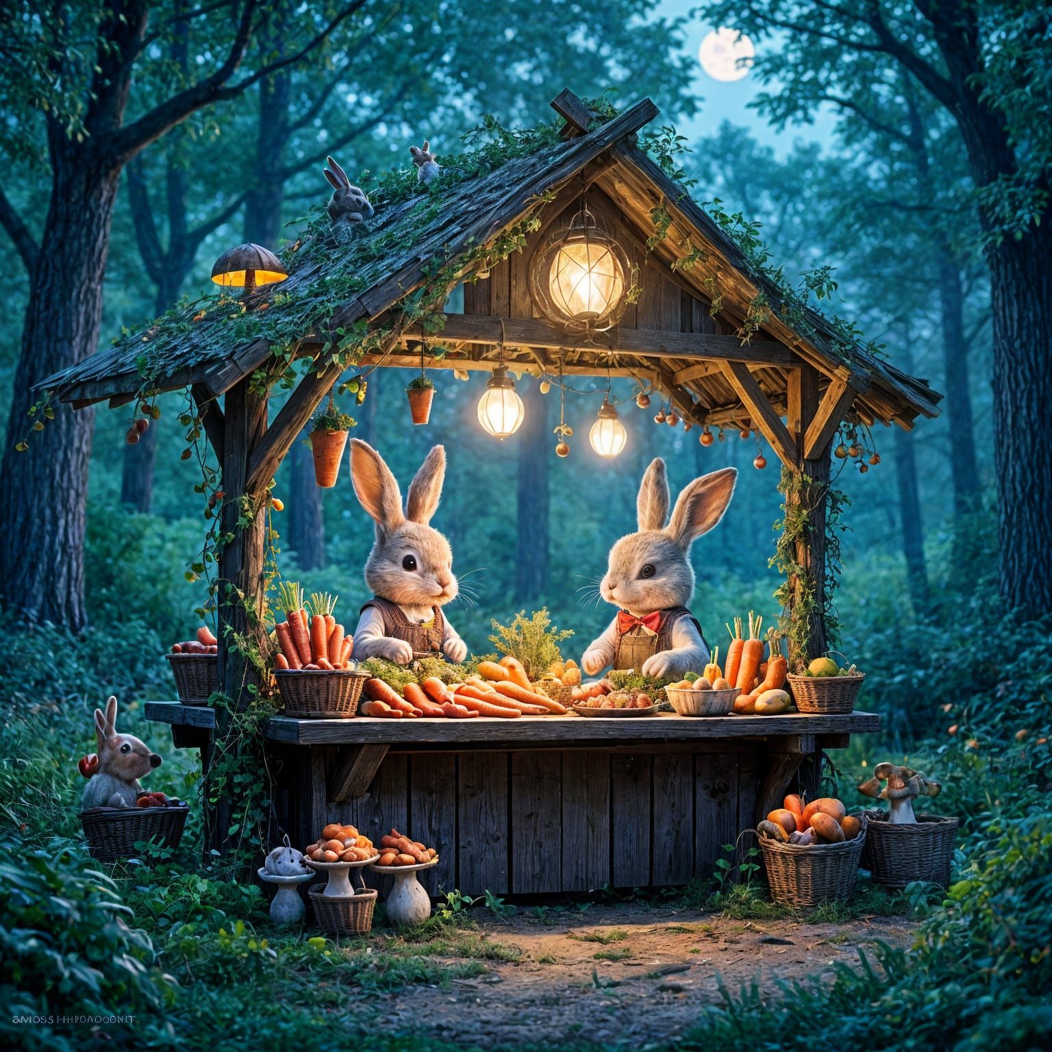 Enchanted Farmstand Run by Rabbit Family