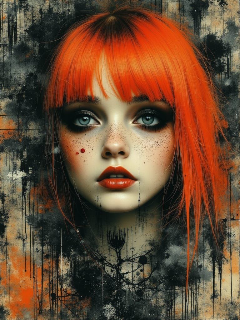 Gothic Abstract Portrait of a Melancholic Woman
