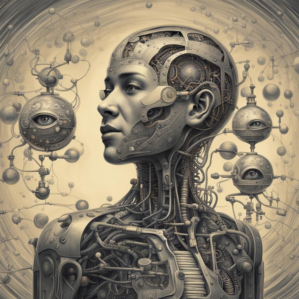 Surreal Woman Made of Sound, Electricity and Flesh