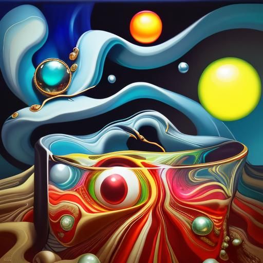 Abstract Surrealist Art Deco with Jewels and Fractals