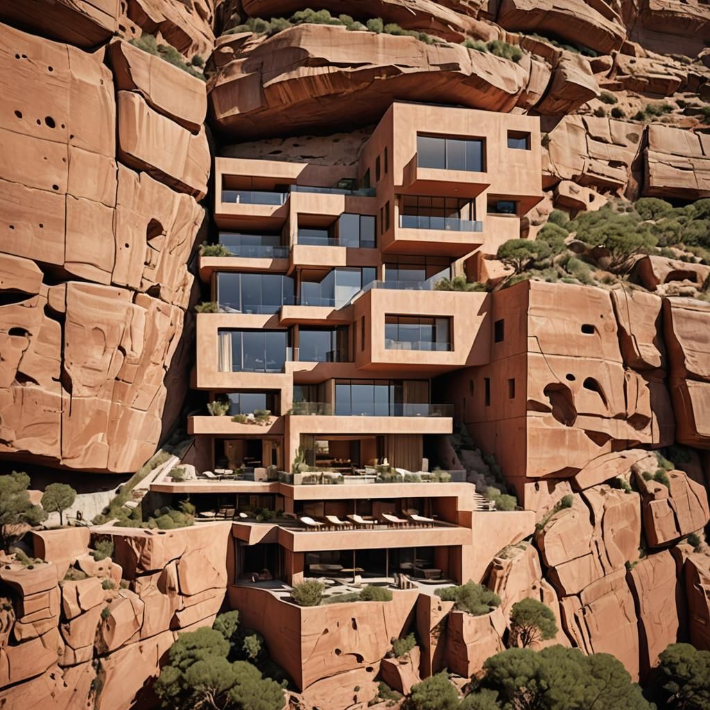 Luxury Condos Carved into Terracotta Cliff