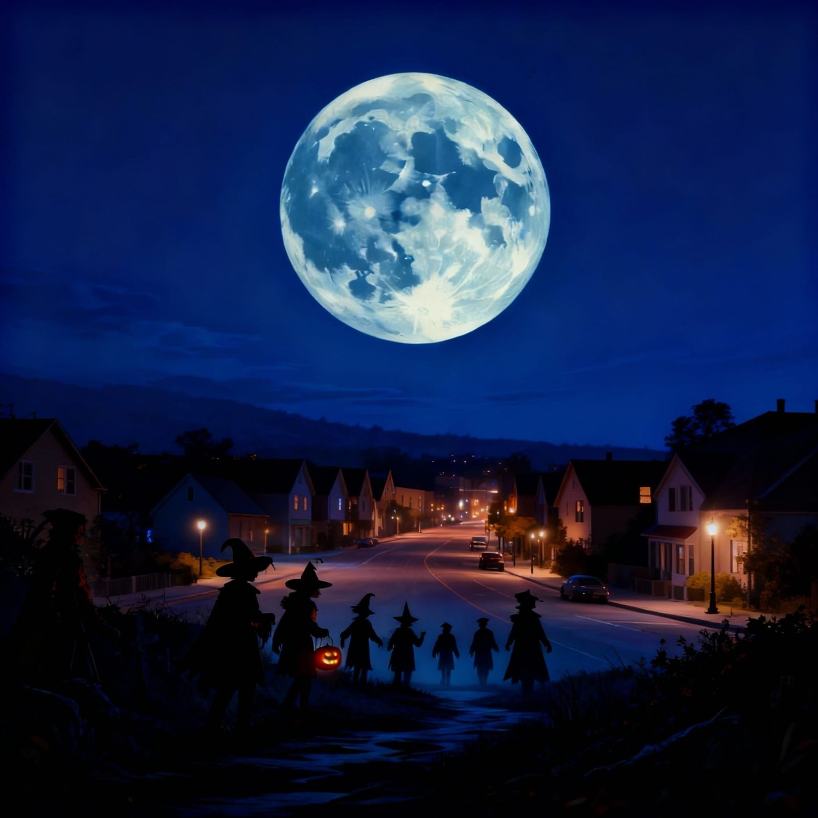 Spooky Full Moon on Halloween Night