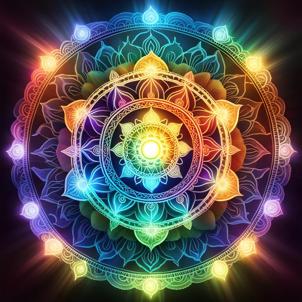 Glowing Chakra Mandala with Healing Light