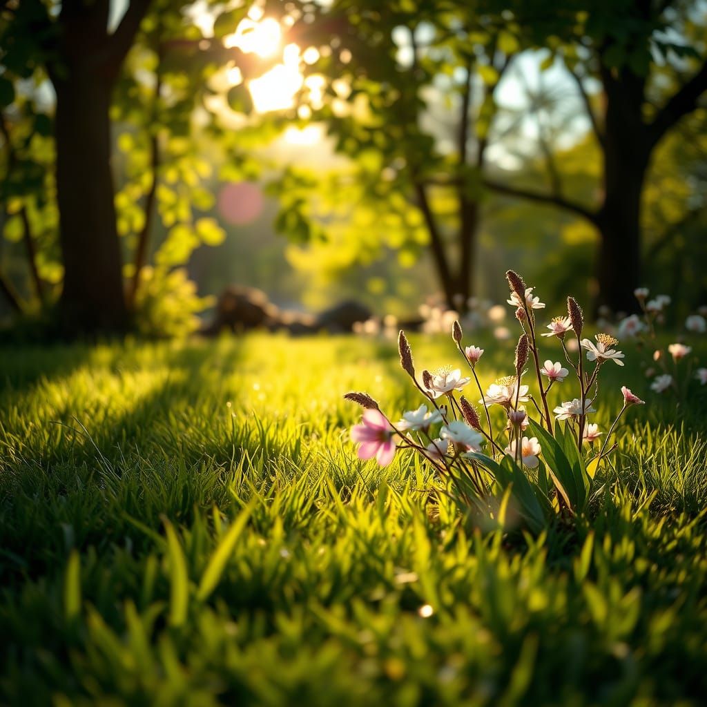 Spring Morning in Vibrant Greenery