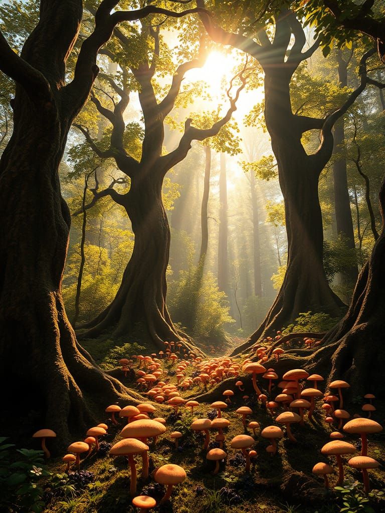 Enchanted Forest with Towering Trees