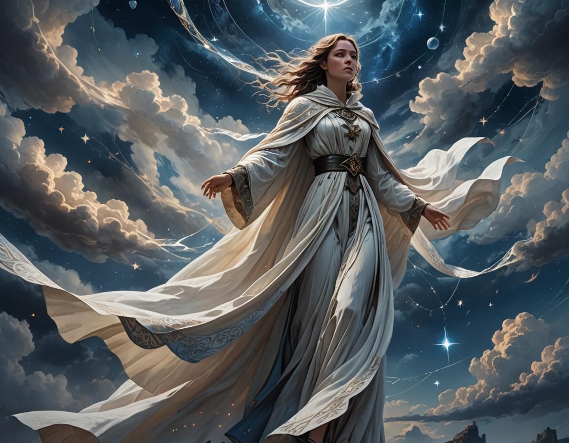 Ethereal Lady Ascending in Dark Fantasy Art