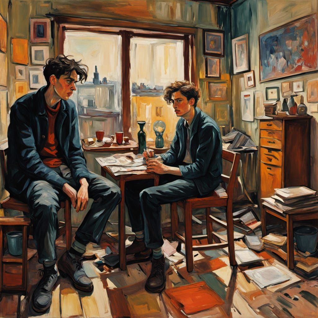 Distorted Youth in a Cluttered Expressionist Scene