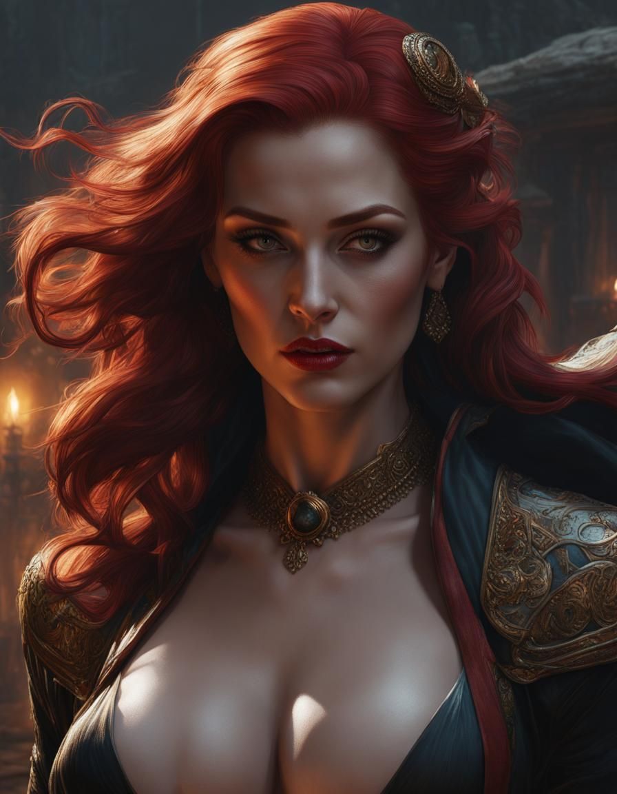 Evil Priestess Portrait in Dark Fantasy Style
