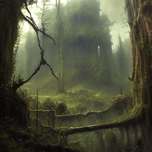 Skull Tree Forest: Psychedelic Dark Fantasy Art