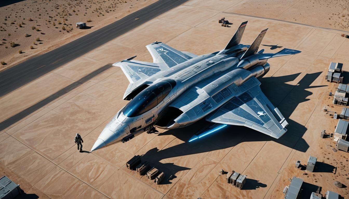 Futuristic Spacecraft in Nevada Hangar, 8K Hyper-Realistic