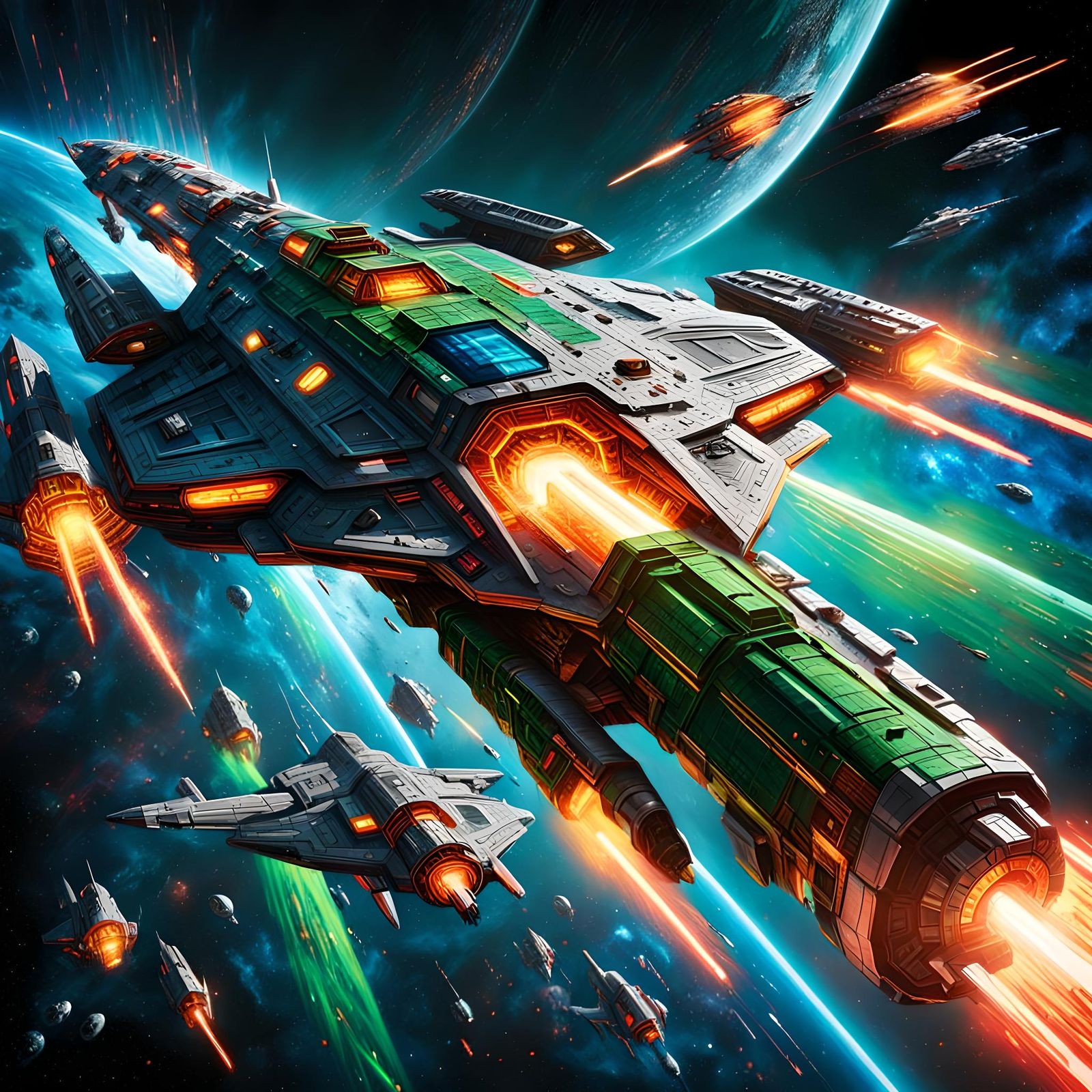 Epic Intergalactic Space Battle in a Sci-Fi Style