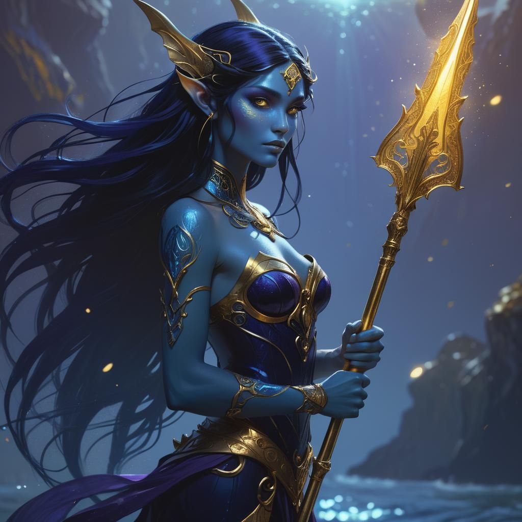 Enchanted Sea Siren in Art Nouveau Style