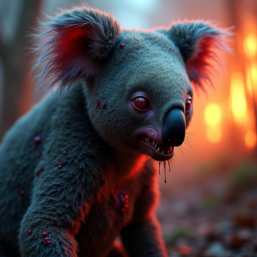 Zombie Koala in Vibrant Grimdark Style