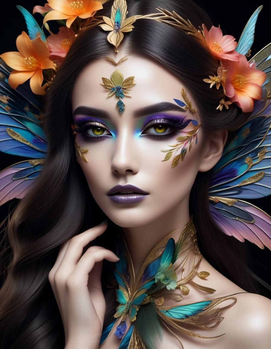Fantasy Fairy-Human Hybrid Portrait in Studio Style