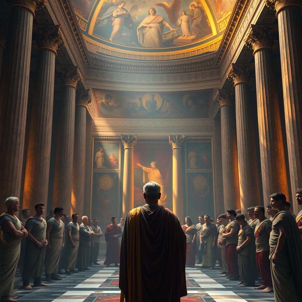 Epic Roman Leader Jules César in Senate Splendor