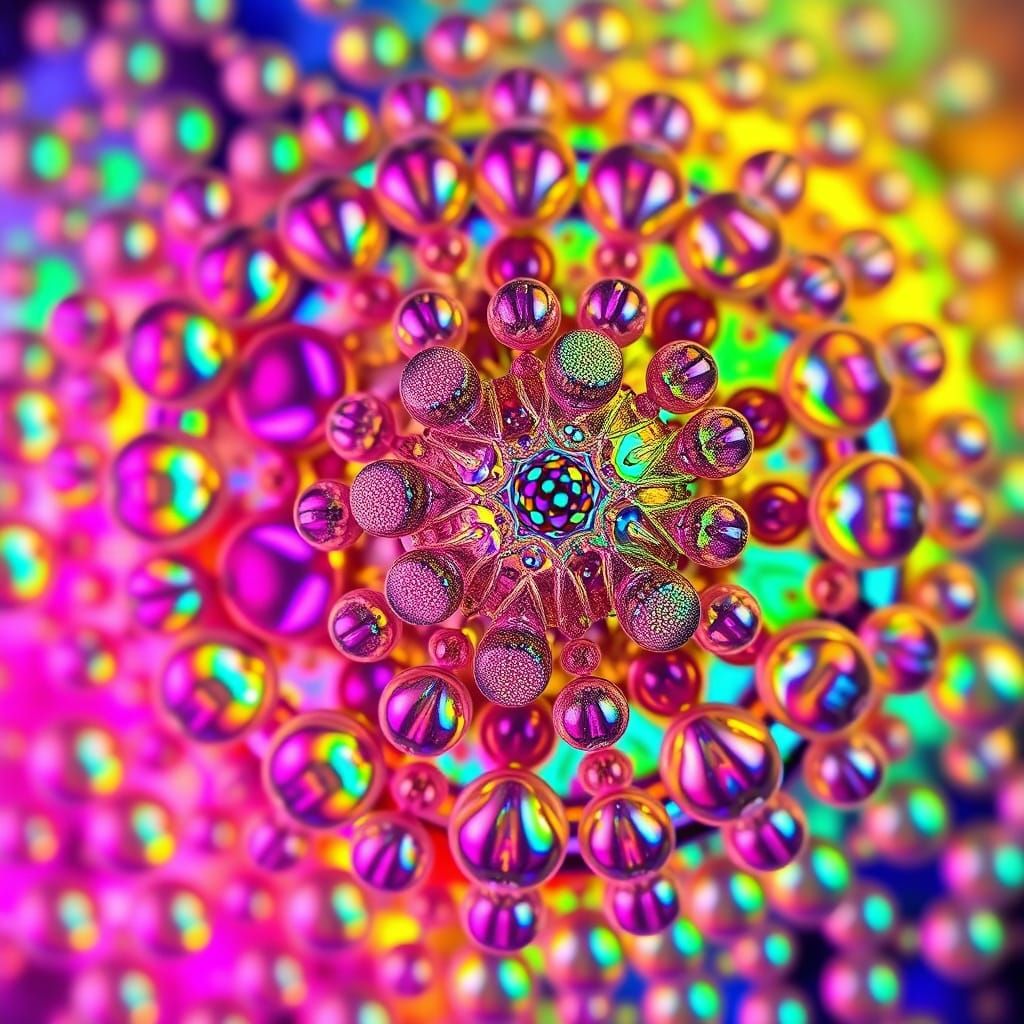 Iridescent Pollen Grains in Fractal Kaleidoscope