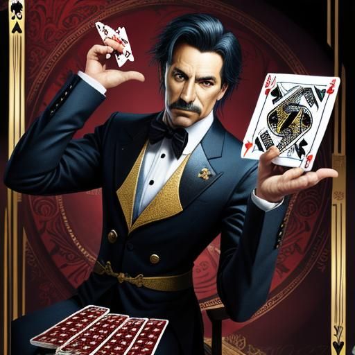 Hyperrealistic Magician Card Illusion in Sharp Focus
