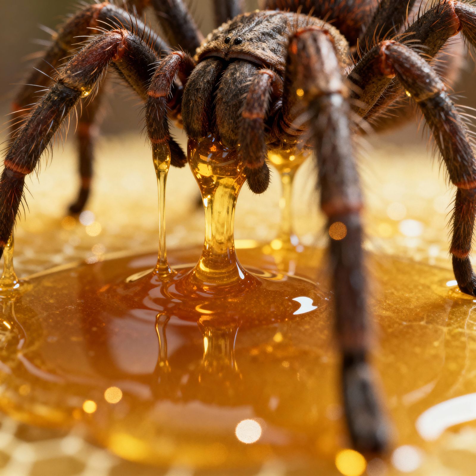 Hyper-Real CGI Tarantula Trapped in Honey