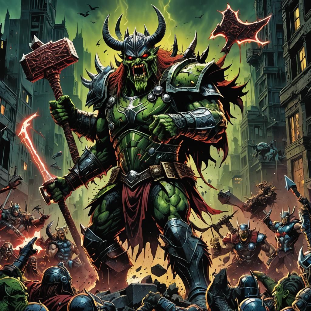 Oderus Urungus and Avengers in Comic Book Art