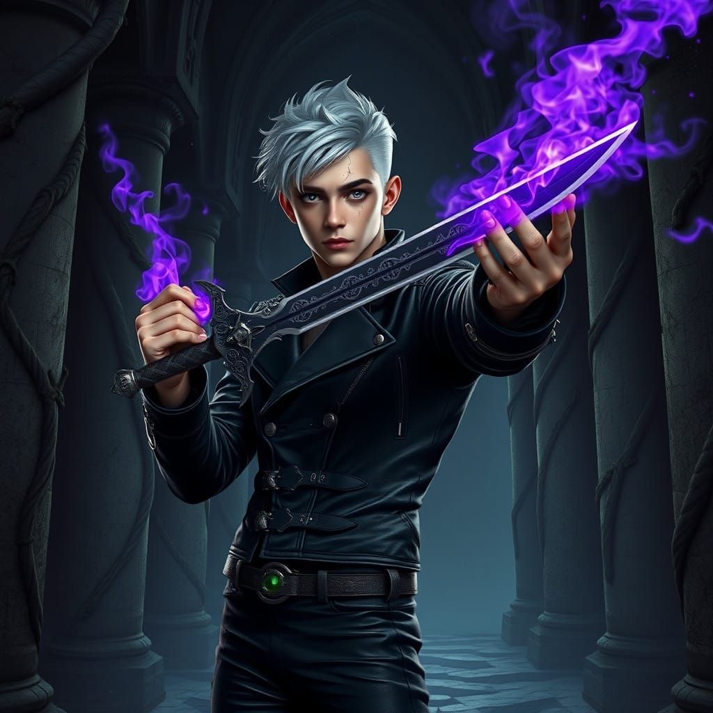 Mysterious Figure in Ancient Temple, Wielding Dark Magic