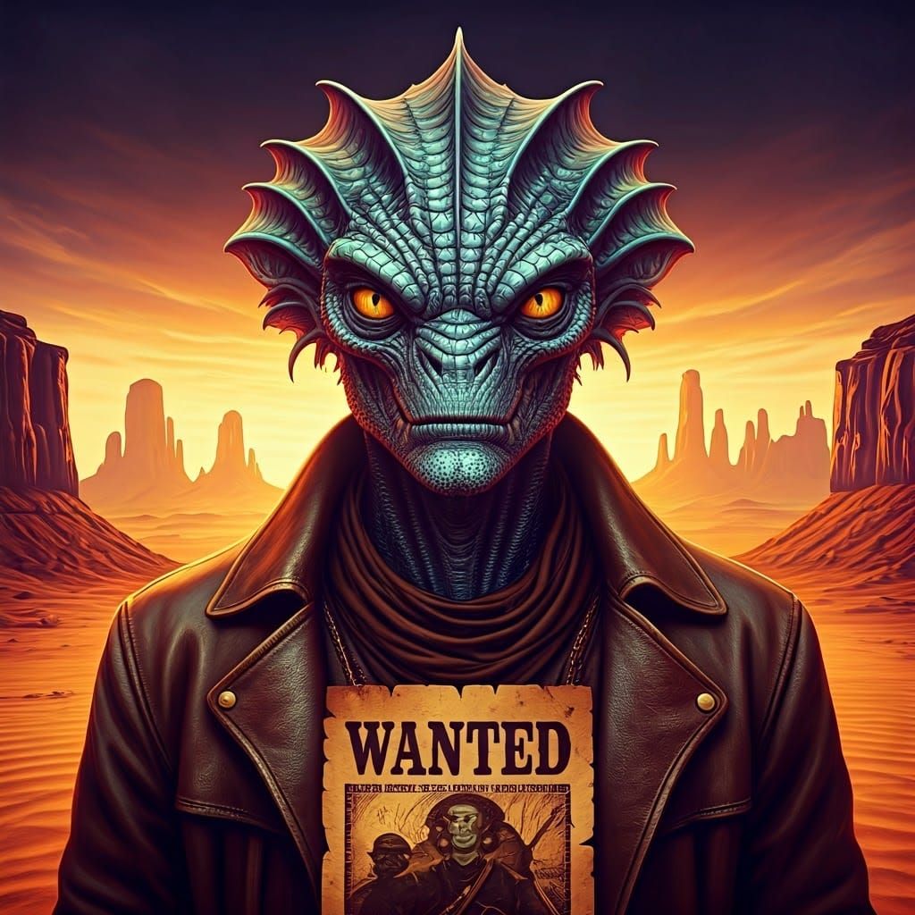 Alien Chimera Wanted Poster in Matte Painting Style