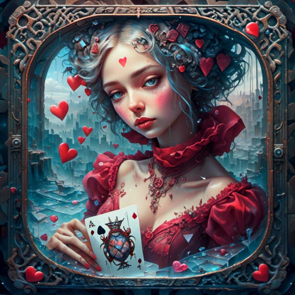 Queen of Hearts Fairytale Card in Ice Cube