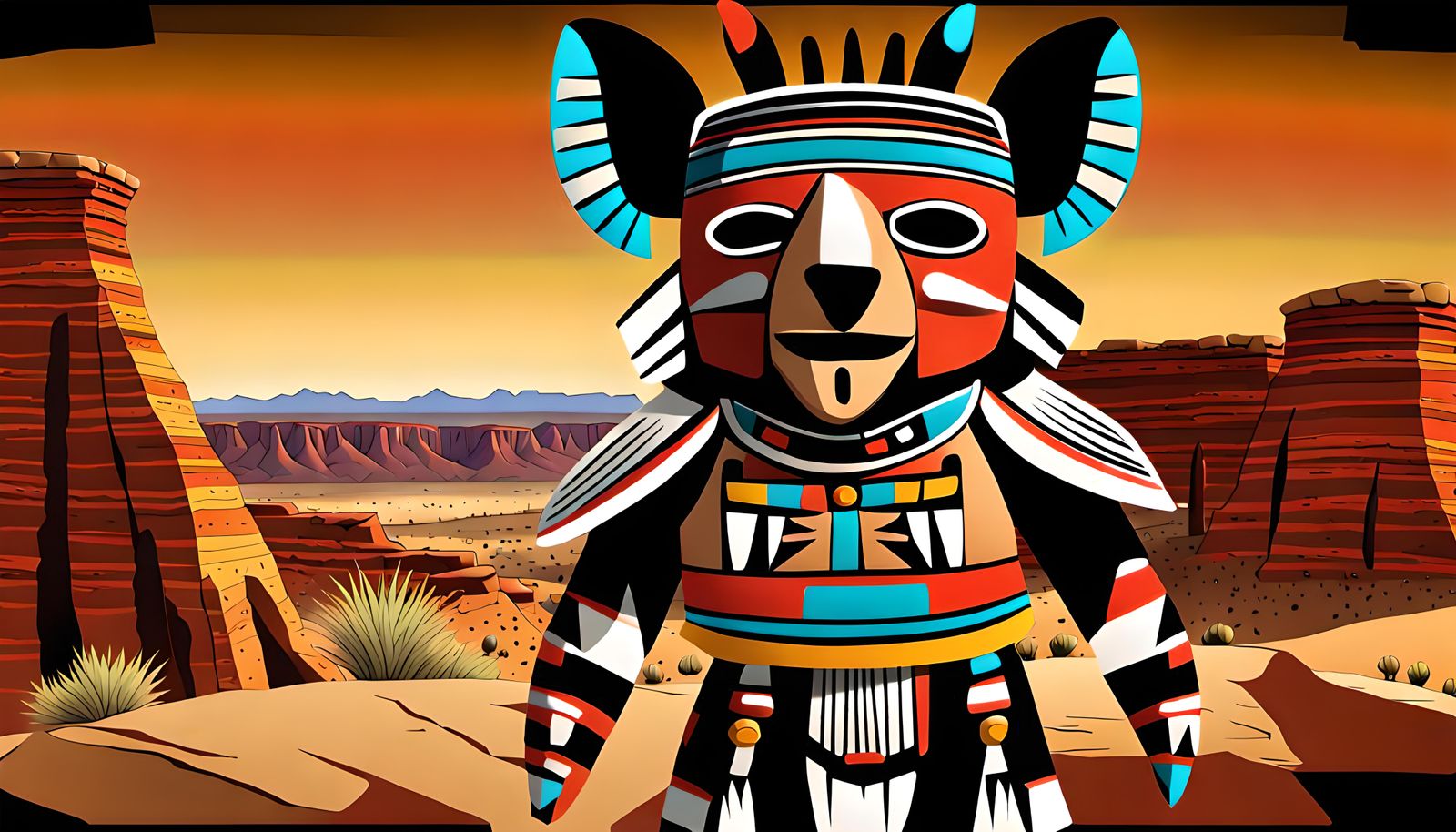 Hopi Bear Katsina Doll in Southwest Desert