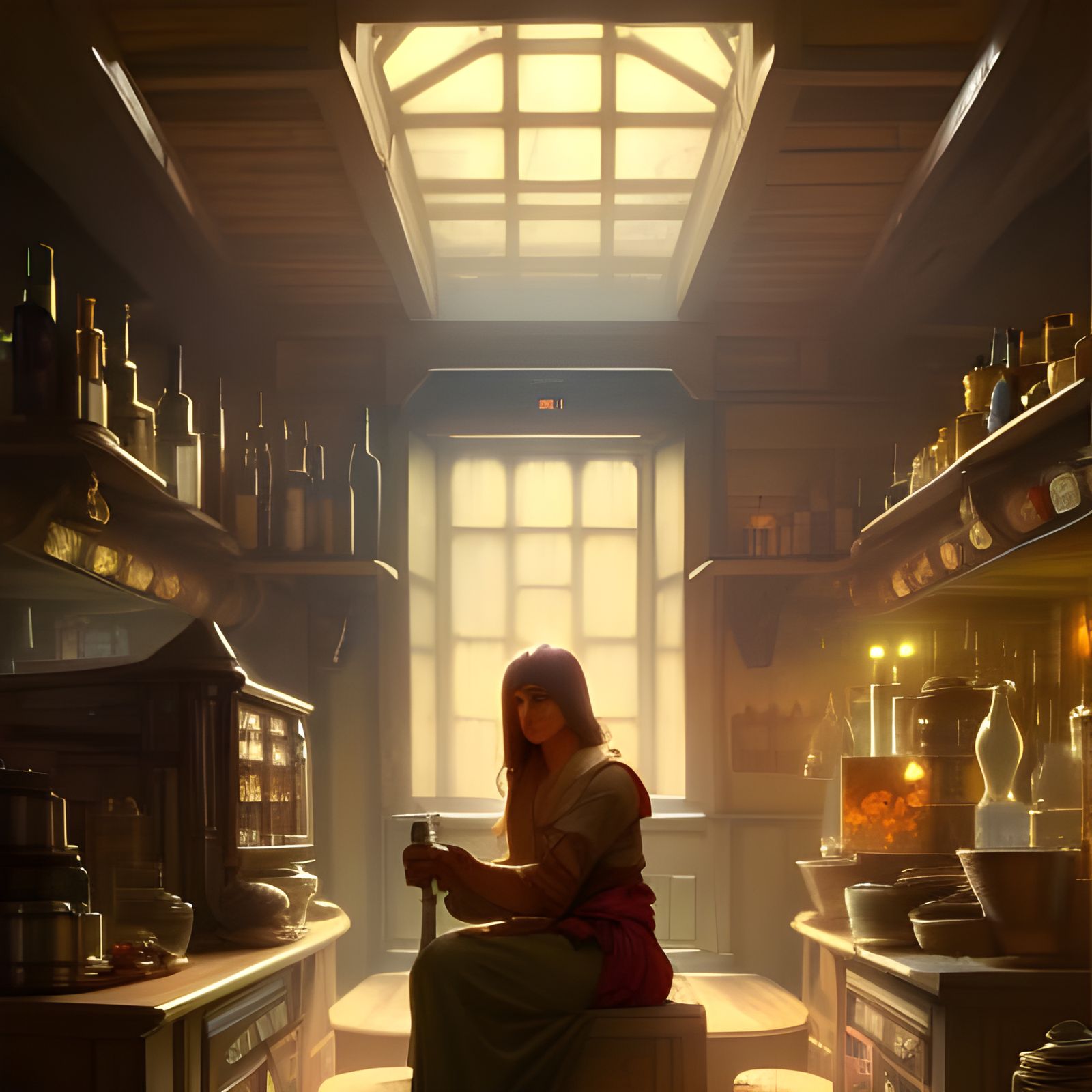 Innkeeper Portrait with Dynamic Lighting, Hyperdetailed Art