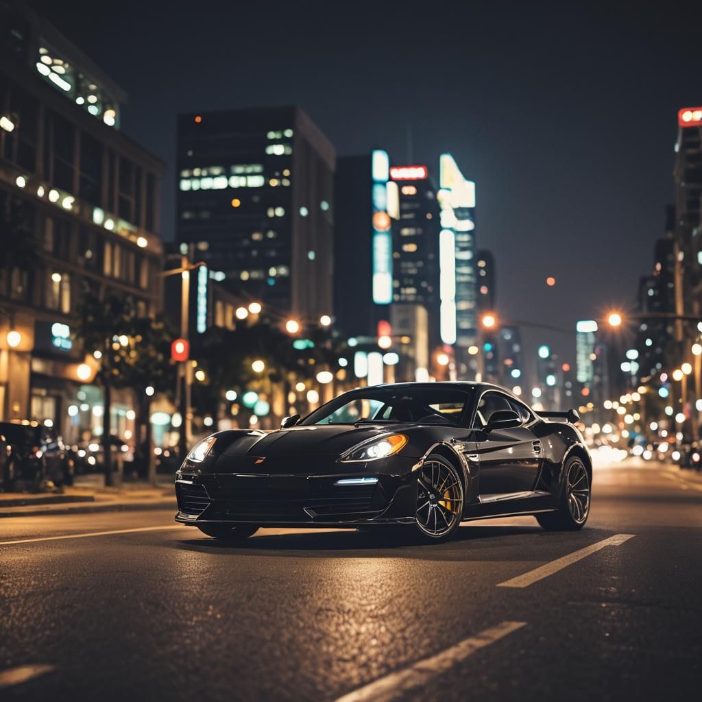 Sleek Sports Car at Night: Professional Photography