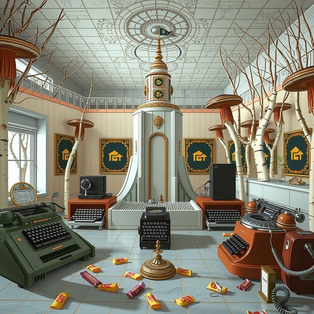 Surrealist Cityscape in a Fantastical Forest