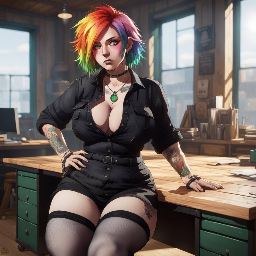 Alt Goth Anarchist Planning Revolution in Anime Style