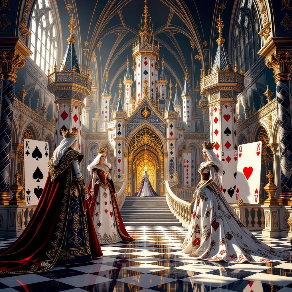 Fantasy Royal Court Made of Playing Cards