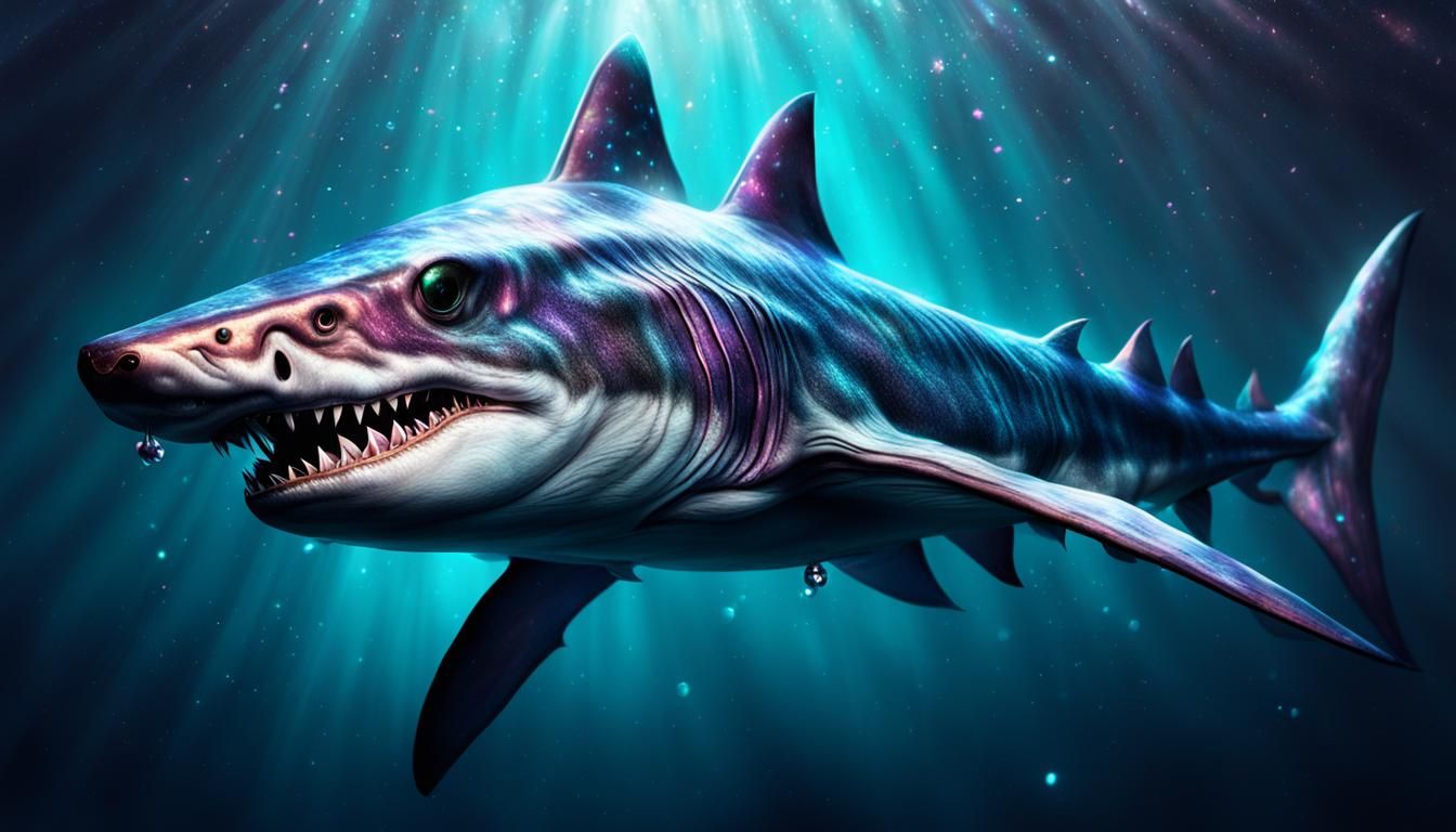 Galactic Bejewelled Goblin Shark Digital Painting