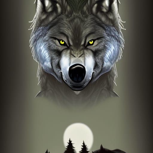 Blue Wolf in Woods Concept Art