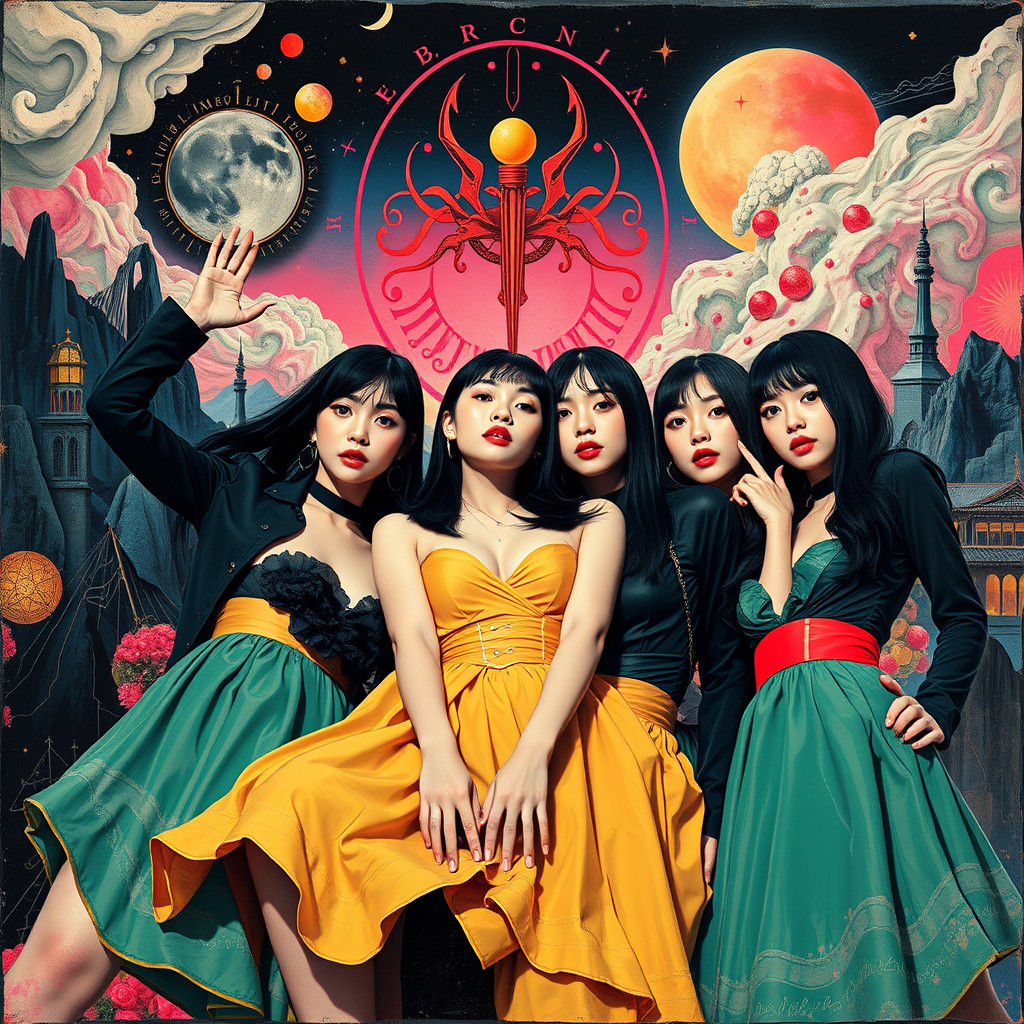 BLACKPINK: Surreal Impasto Portrait in Art Deco Style