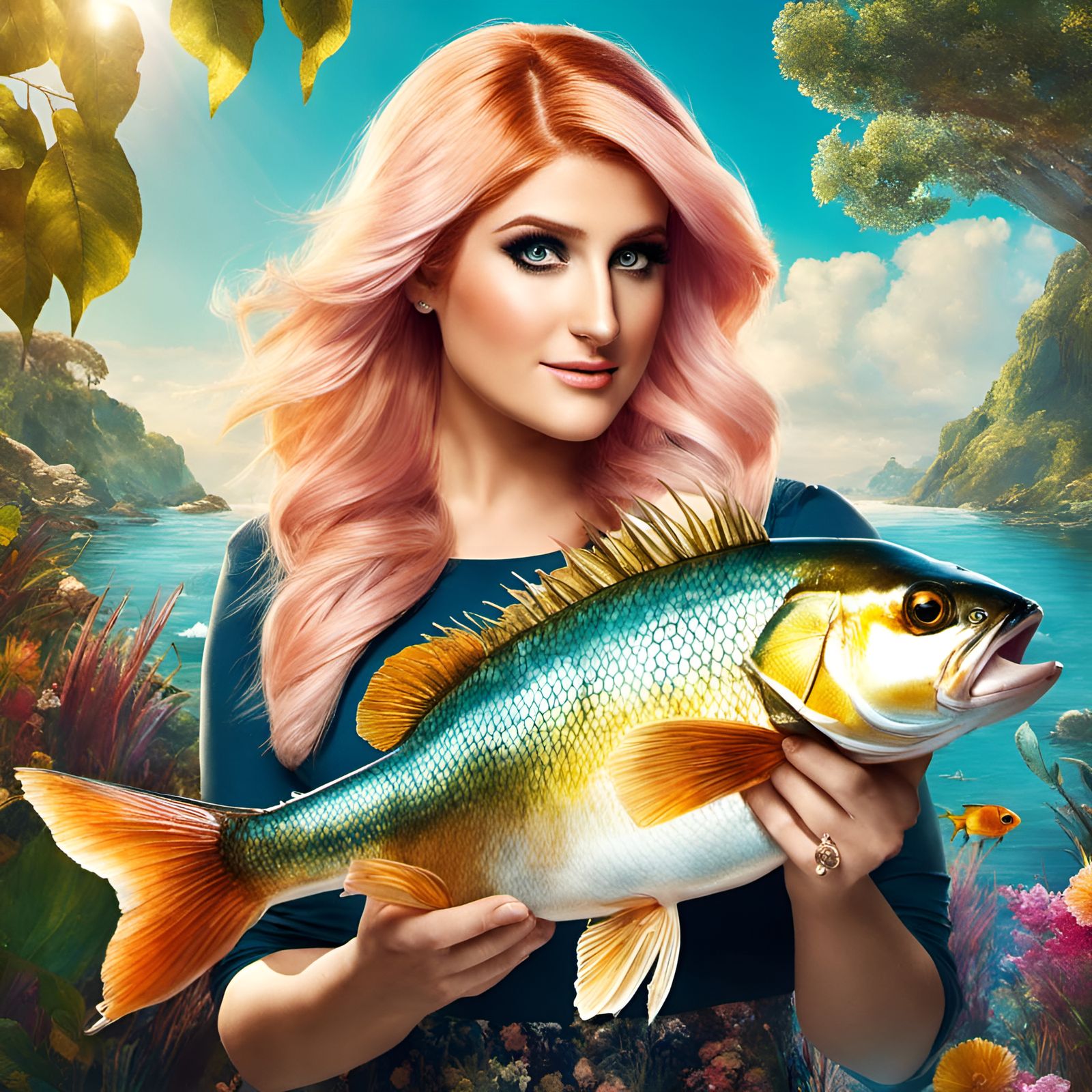 Meghan Trainor Portrait with Bass Fish