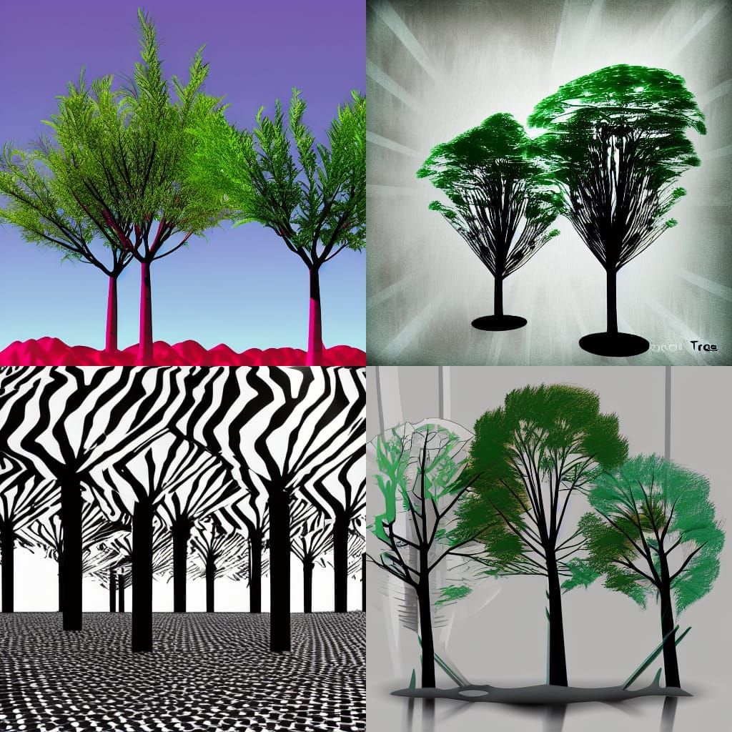 Vibrant Digital Art of Fake Plastic Trees