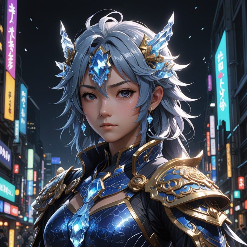 Surreal Crystal Entity in Detailed 3D Anime Art