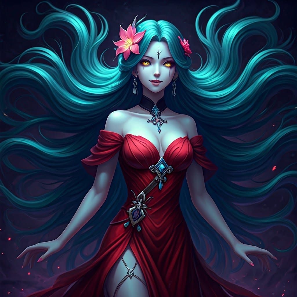 Ethereal Evil Queen in Dark Fantasy Attire