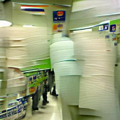 Mad Rush for Toilet Paper at Supermarket
