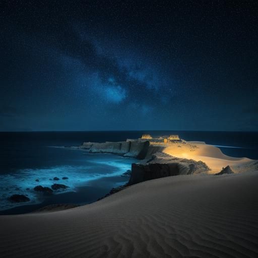 Eerie Desert Abyss Under Starry Night Sky