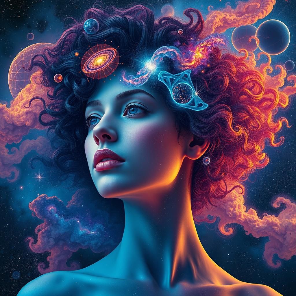 Psychedelic Hair Galaxy: A Surreal Digital Landscape