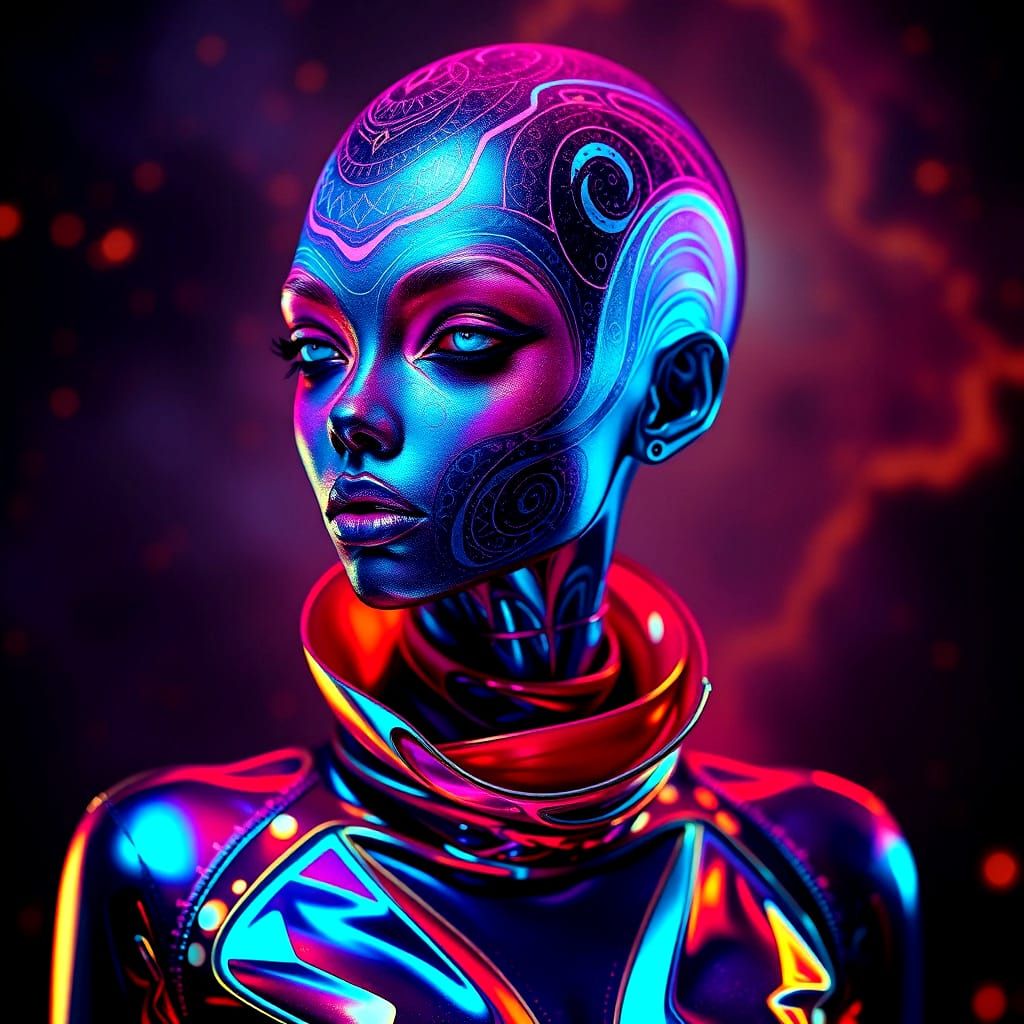 Extraterrestrial Female: 3D Rendering in Futuristic Style