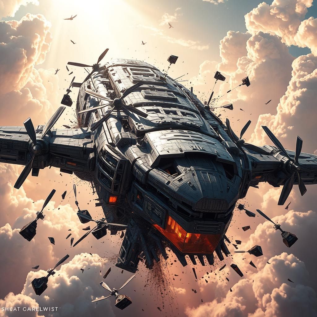 The Shield Helicarrier is being torn apart mid flight