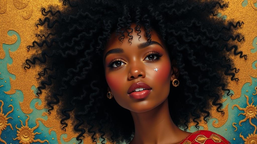 Psychedelic Portrait of Woman in Klimt Style