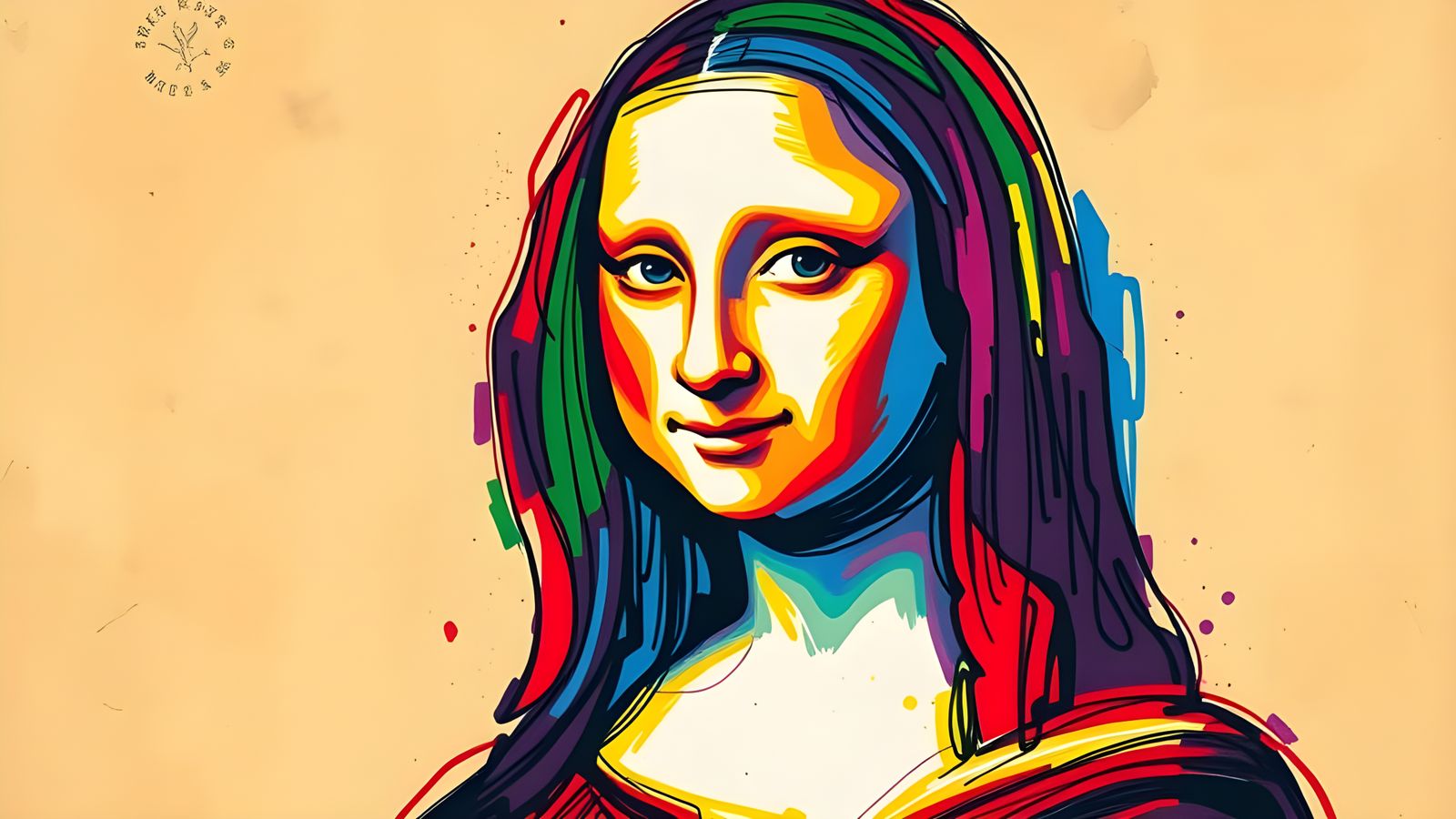 Child's Crayon Drawing of Mona Lisa