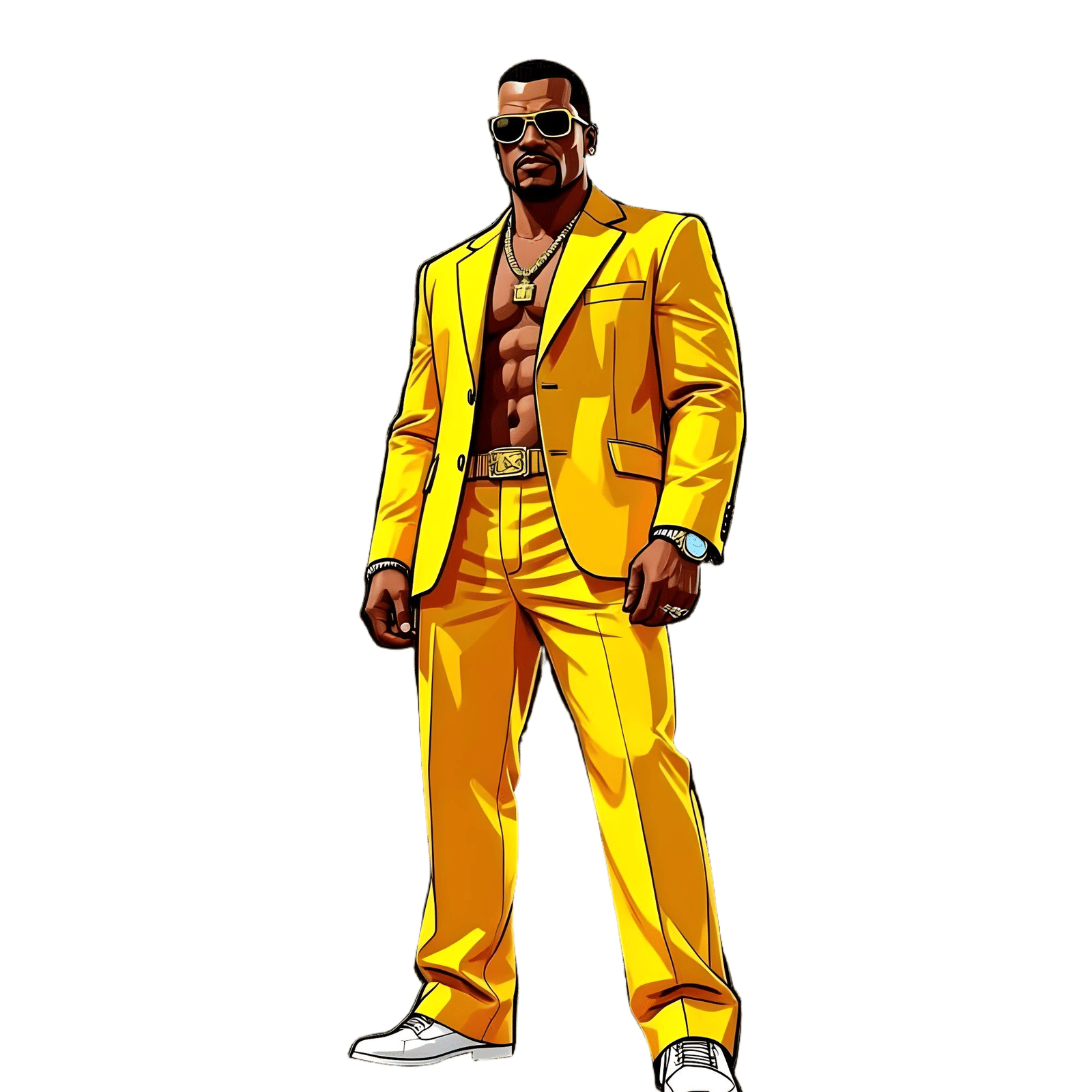 Grand Theft Auto Character in Yellow Outfit