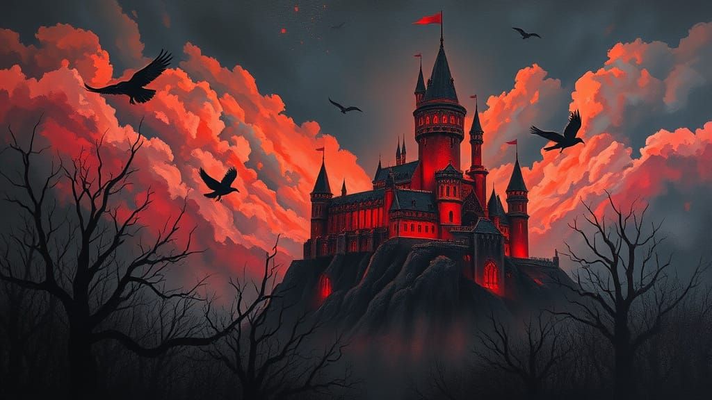 Ethereal Medieval Castle Illuminates Dark Skies